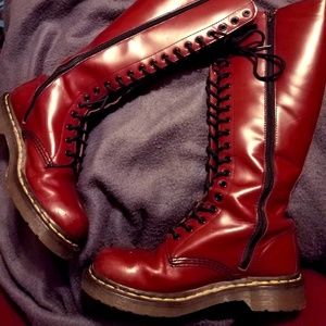 Knee Height Cherry Red Doc Martens Women's 8